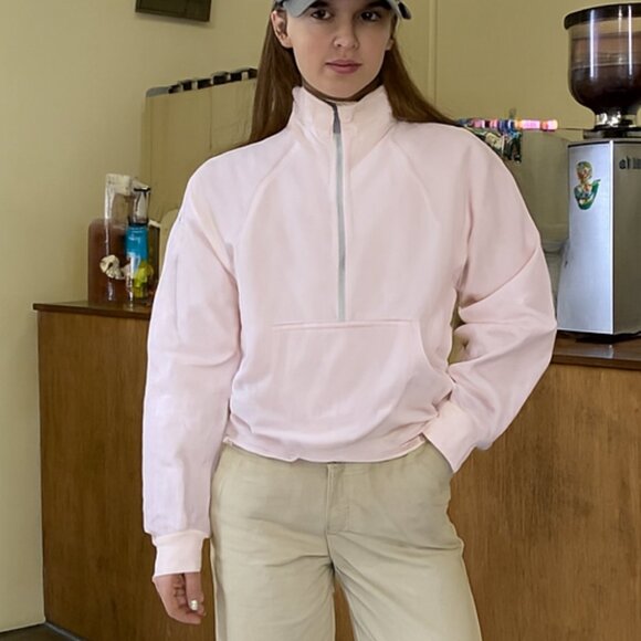 lululemon athletica Tops - Lululemon Scuba Oversized Half-Zip Hoodie Size Xs/S  Light Pink